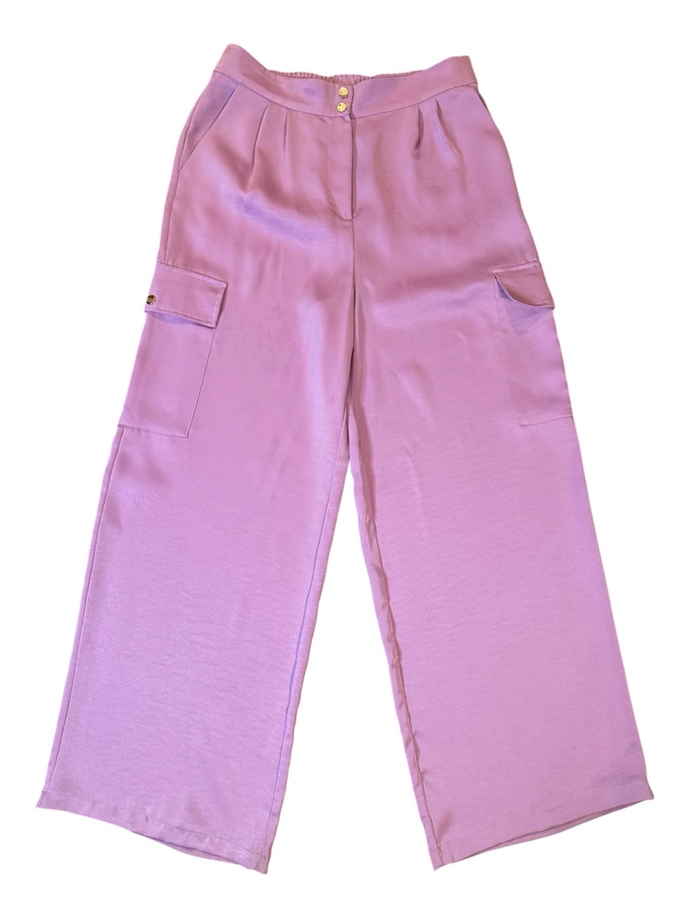 House of Harlow 1960 Satin Lilac Pull On Wide Leg Trousers